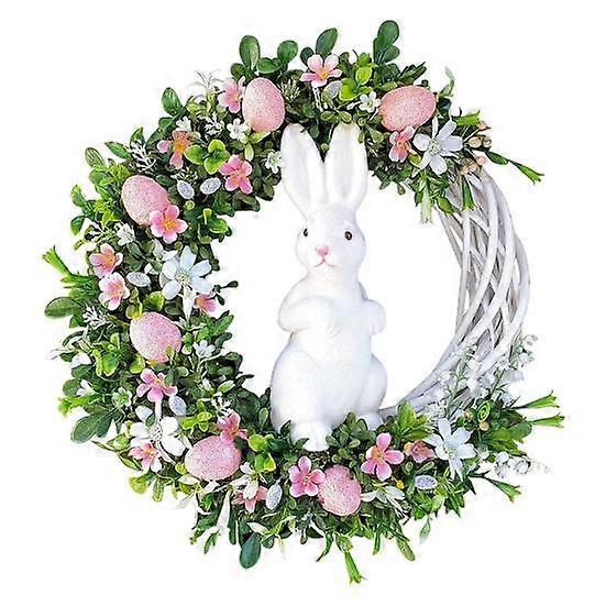Easter Wreath Flat Printing Egg Garland Pendant with Hanging Rabbit Decoration Home Decor