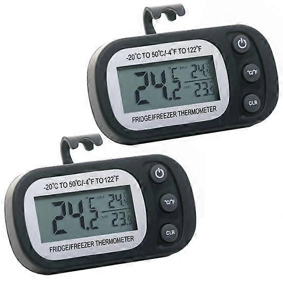 2Pcs Digital Fridge Thermometer LCD Display Max/Min Record Celsius Fahrenheit Conversion Refrigerator Thermometer with Hook Kitchen Restaurants