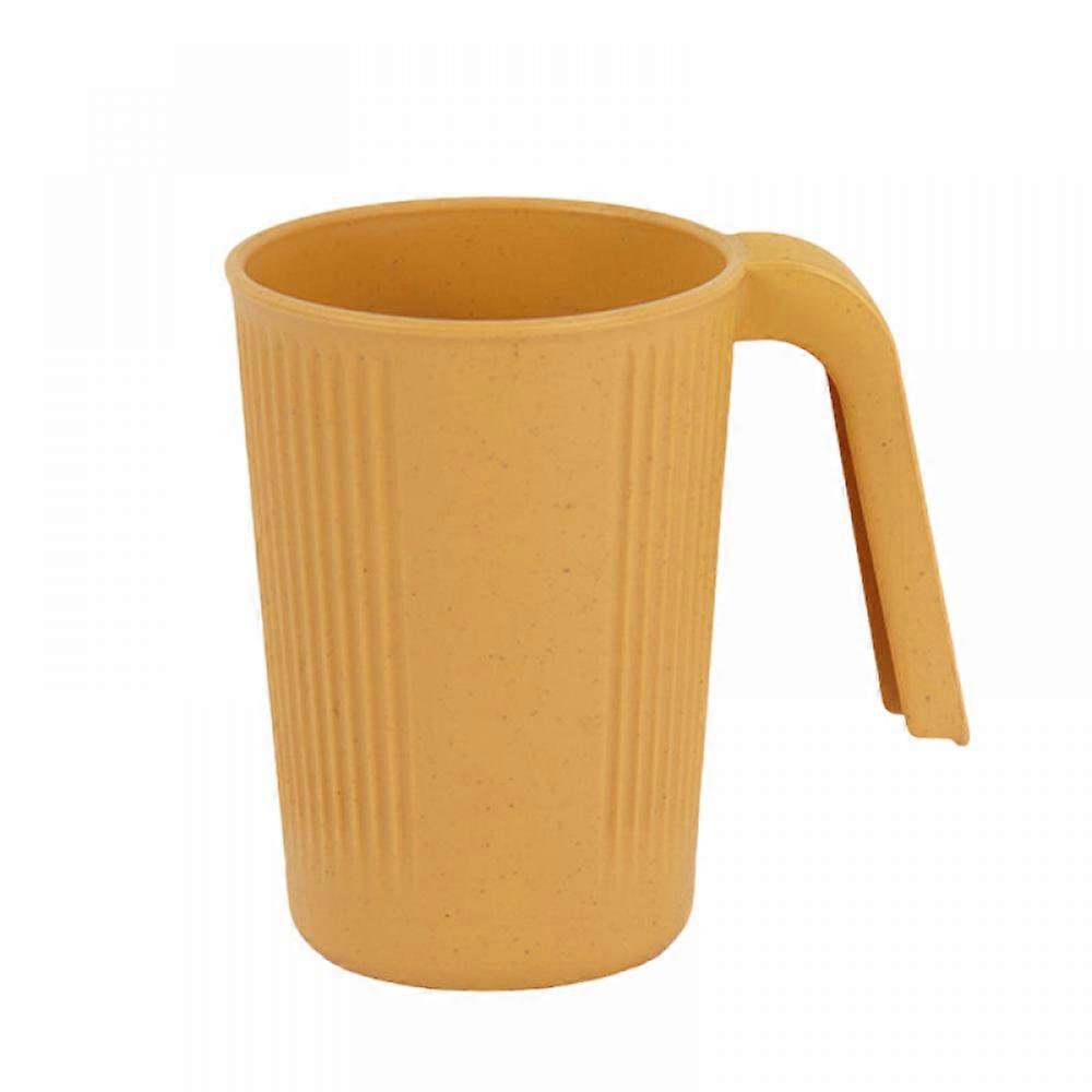 Wheat Straw Cup Simple Vertical Pattern Drinking Cup Household Drink Cup with Handle Gargle Brush Cup