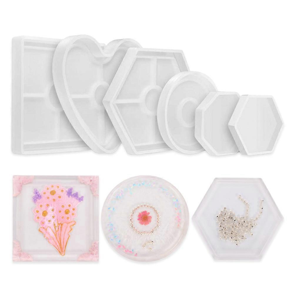 6-piece mold kit, hexagonal, octagonal, circular, heart-shaped, and square molds, for flower preservation bookend DIY art
