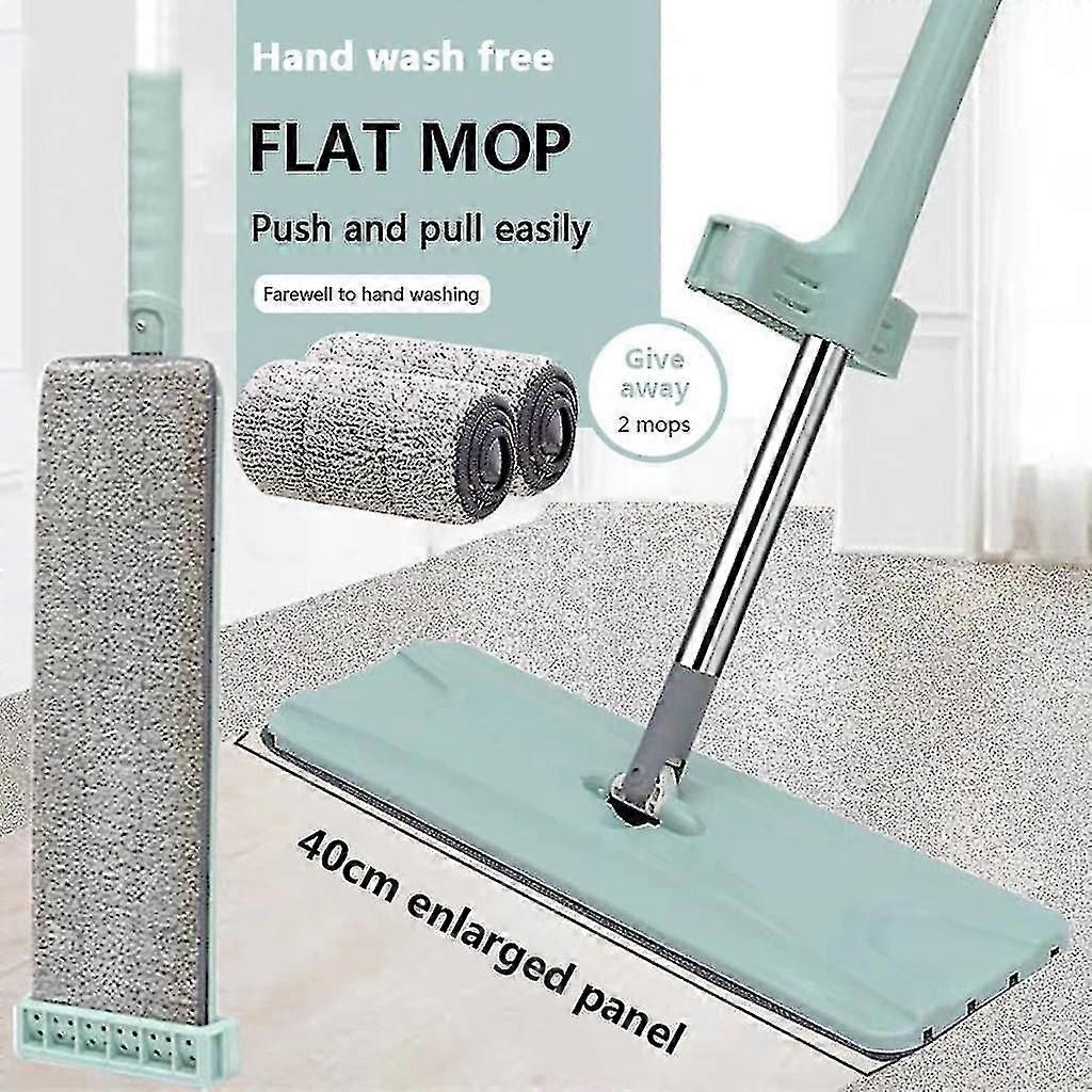 Flat Klemme Mopp Fri Håndvask Gulv Rengjøring Mopp Fiber Mopp Pad Våt Og Tørr Bruk Roterende Mopp