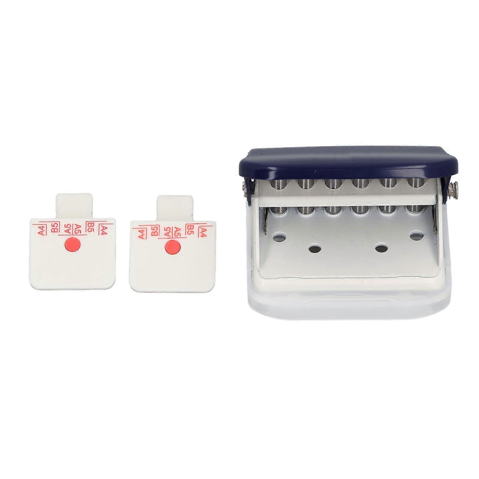 6 Hole Punch 5 Sheets Capacity Loose Leaf Paper Puncher with Positioning Ruler for A4 A5 B5 Blue