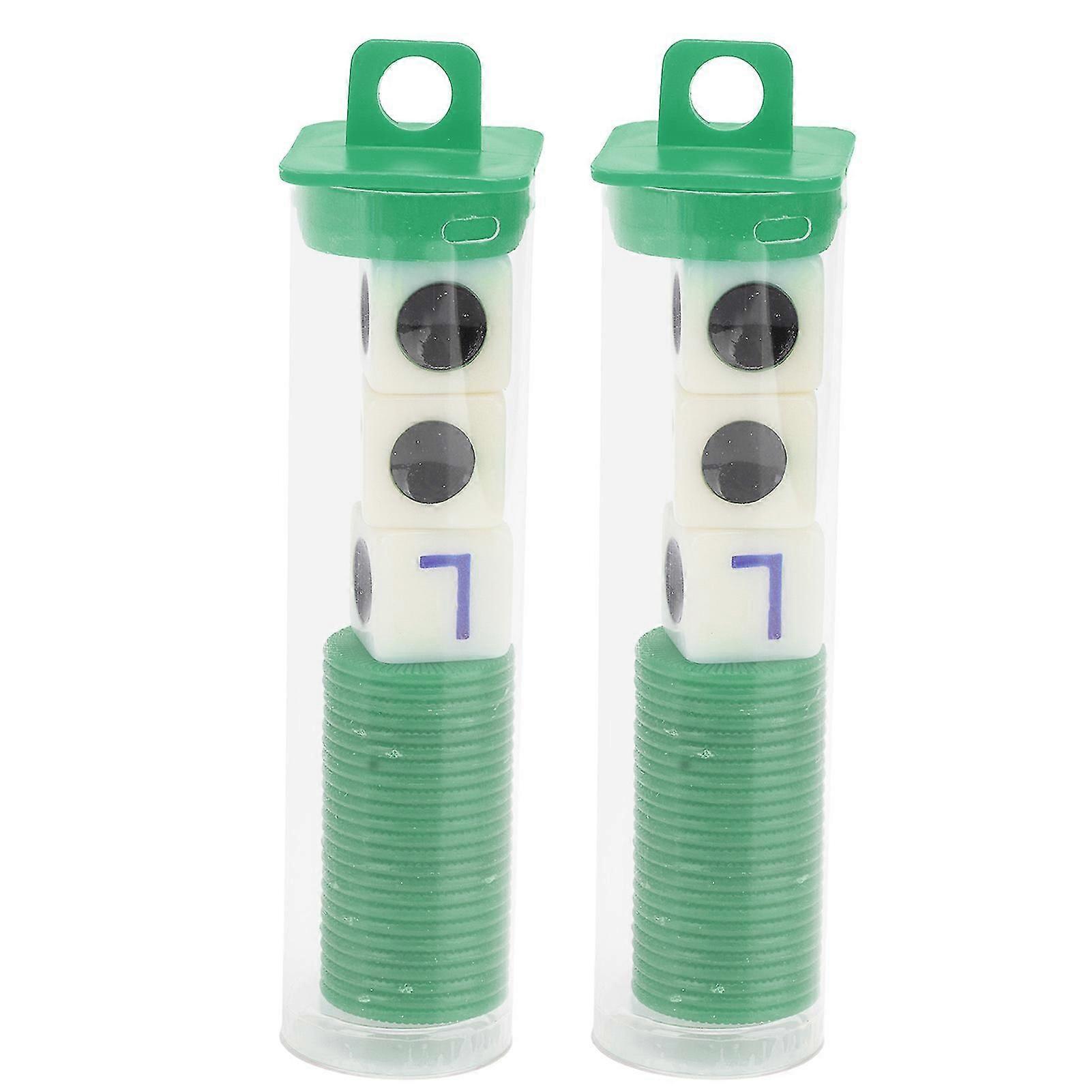 Left Right Center Dice Game Set - 2 Sets with 3 Dice and 24 Chips for Family Nights, Friends Gatherings, Games, and Parties (Green)