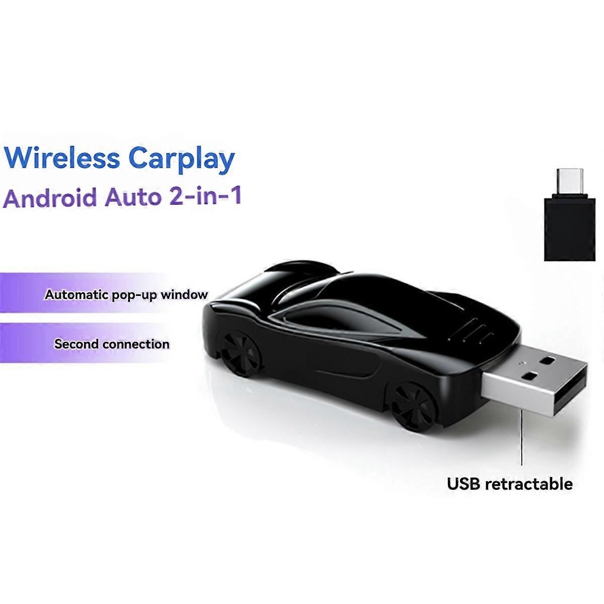 Wireless Carplay Android Auto Adapter 2 in 1 USB Type C Wireless Car Adapter Convert Wired Android