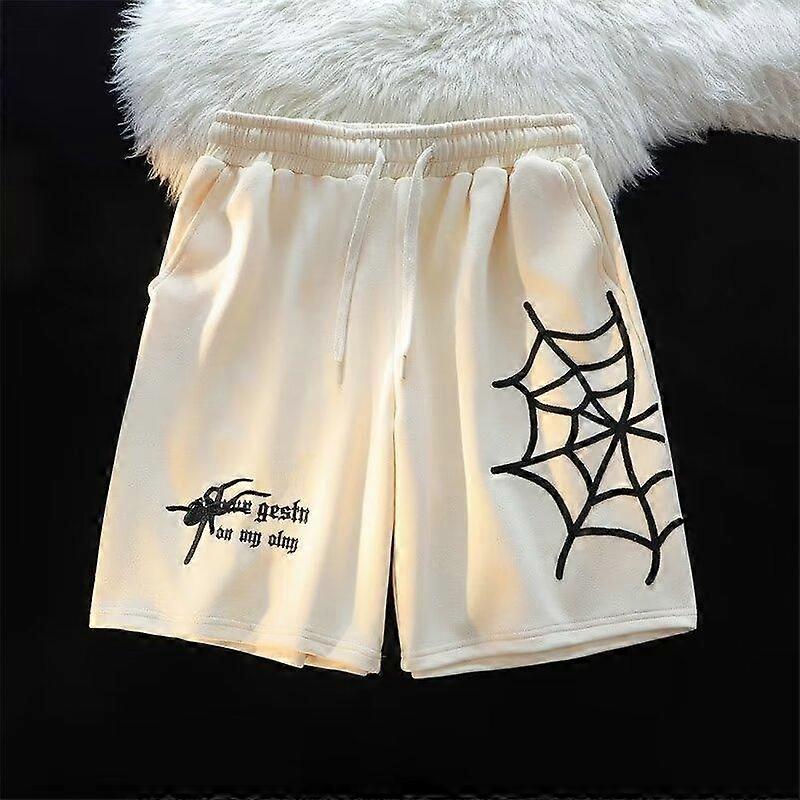 2024 Spring And Summer Men's Shorts American Retro Thin Loose Casual Quarter Pants Trendy Solid Color Large Size Sports Shorts