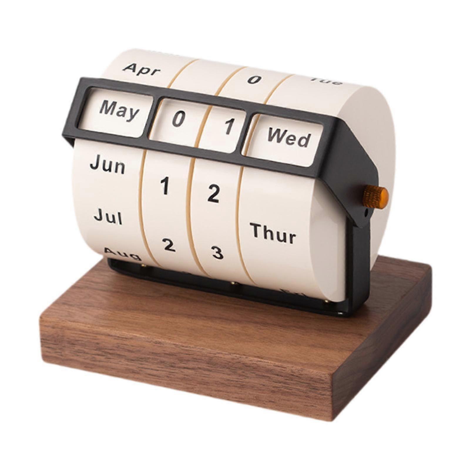 Wheel Perpetual Desk Calendar Tabletop Ornament Month Week Day Display,