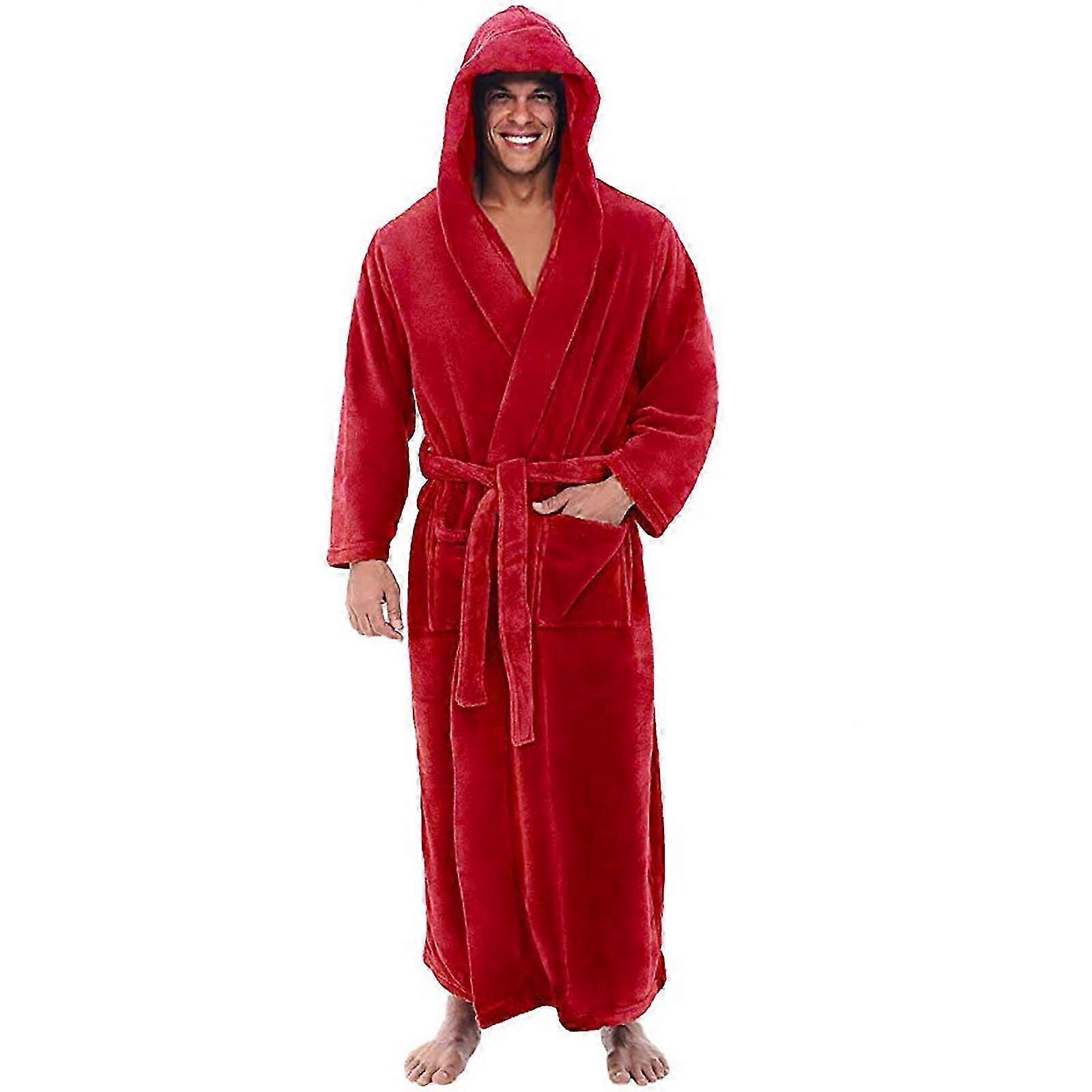 Herren Fleece-Bademantel mit Kapuze - Plüsch-Bademäntel