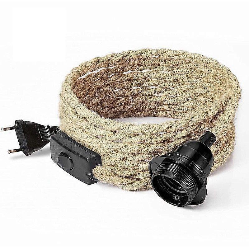 4.5M 2 Core Linen Electrical Cable, with E27 Socket and Switch, for DIY Lamp(without bulb) Chandelier Socket Vintage Electrical Wire