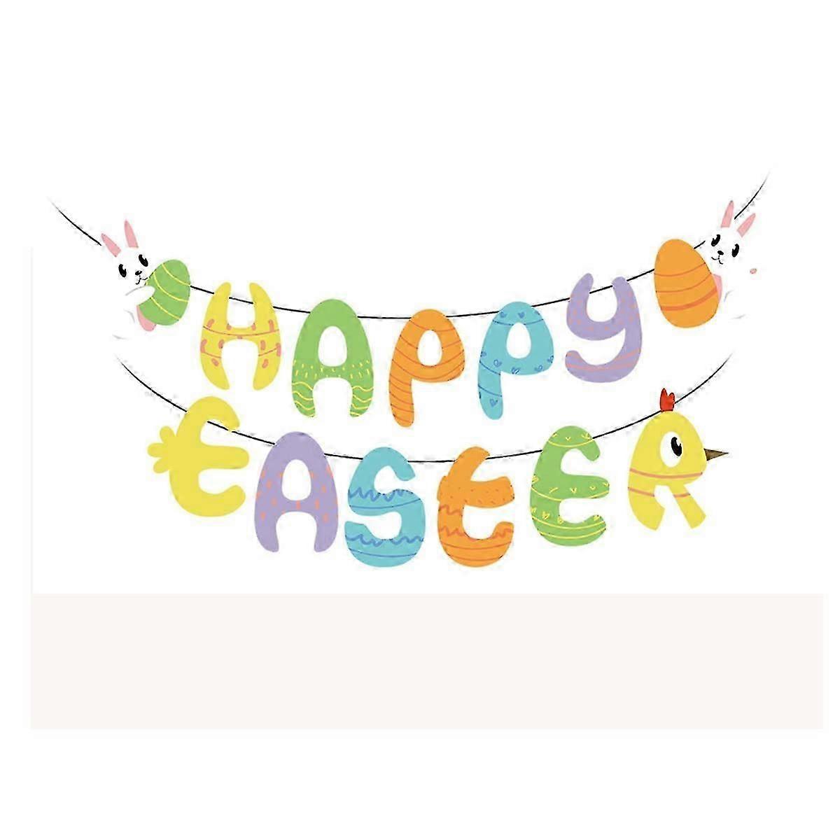 LINJOU Easter Banner,2m Happy Easter Banner,Easter Decoration