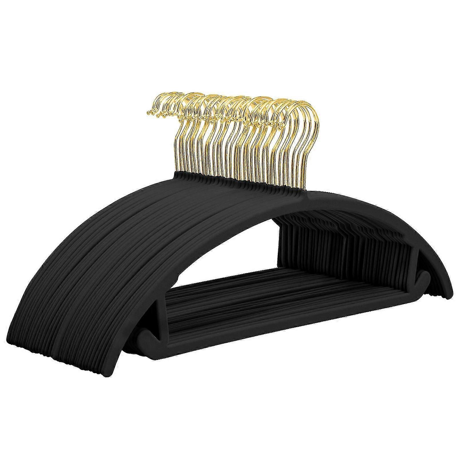 10pcsハンガーラウンドハンガー滑り止め保存衣類ハンガーゴールドブラック