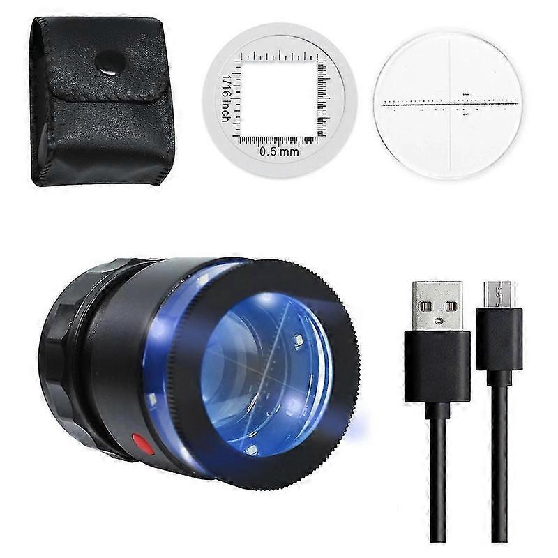 10x Loupe Magnifier with LED Light - Rechargeable Jewelers Magnifying Glass with Scale