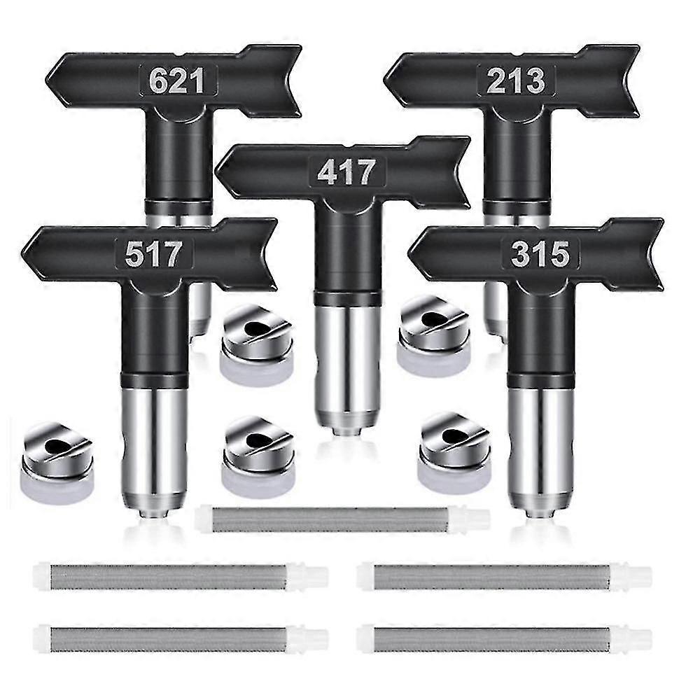 5pcs Spray Tips Reversible Airless Paint Sprayer Nozzle Tips And 5 Airless Spray Machine Filter Rep