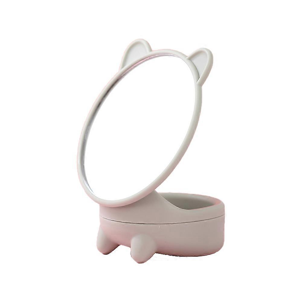 Makeup Desk Mirror with LED Lights Side Table Mirror with Handle