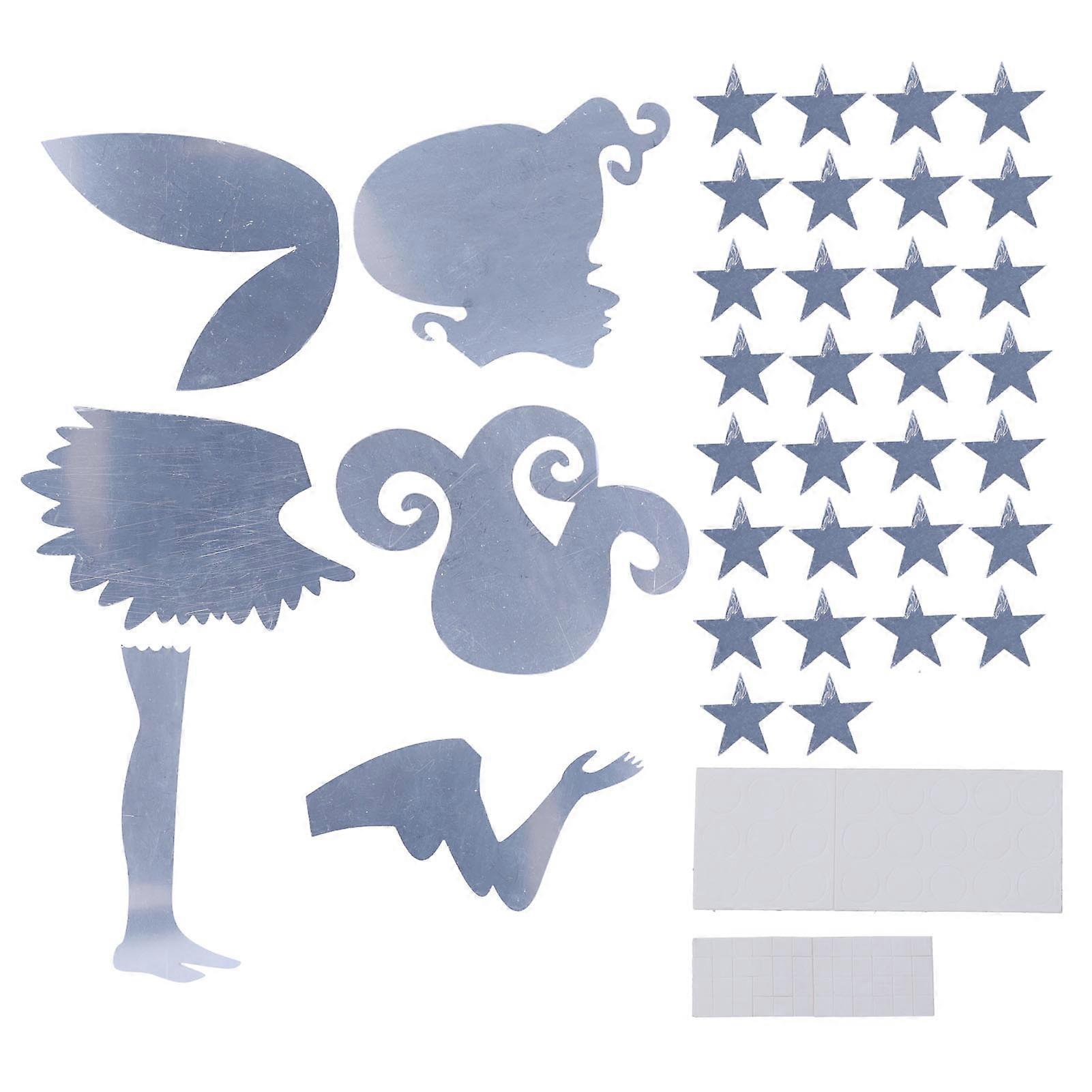 Mirror Wall Sticker Removable DIY Wall Art Decals For Smooth Surfaces Silver Mirror Decor Modern Accent