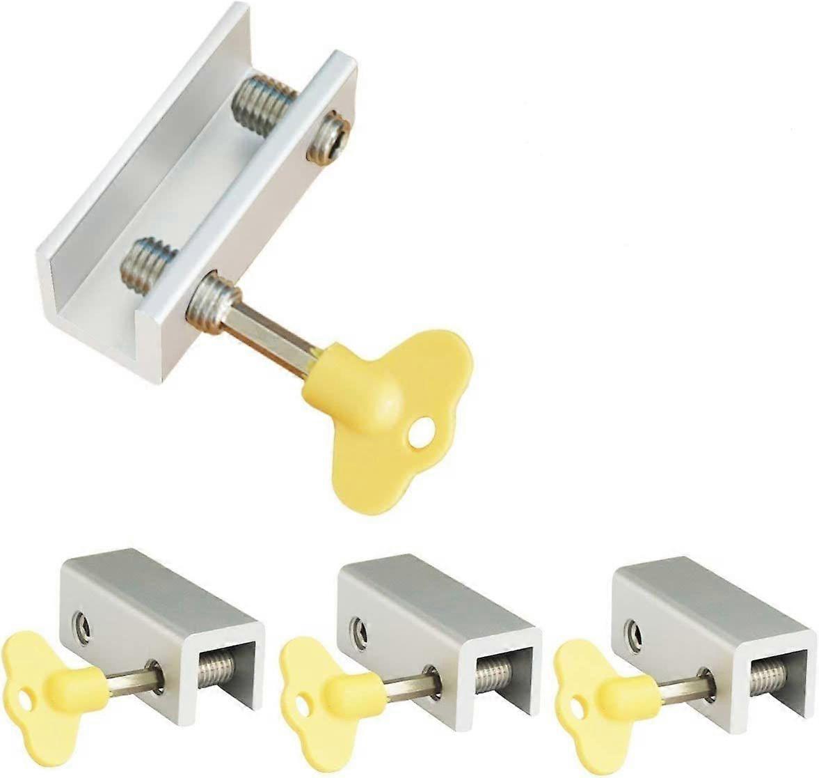 Window Locks, 4 Pack Aluminum Sliding Window Locks, Adjustable Frame Security Lock for Sliding Door