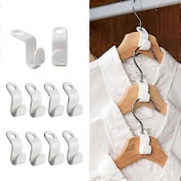 10-Pack Clothes Hanger Attachment Hooks Clothes Hanger Clips Hanging Attachment Handles for Clothes Hangers - White Thickened - Space Saving