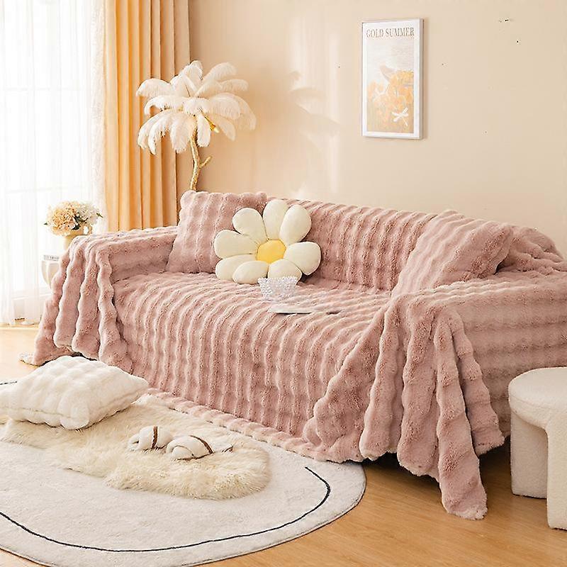 Capa de sofá de flanela estilo creme, toalha de sofá, almofada de sofá, almofada espessada de inverno, capa de sofá antiderrapante, capa de sofá, toalha