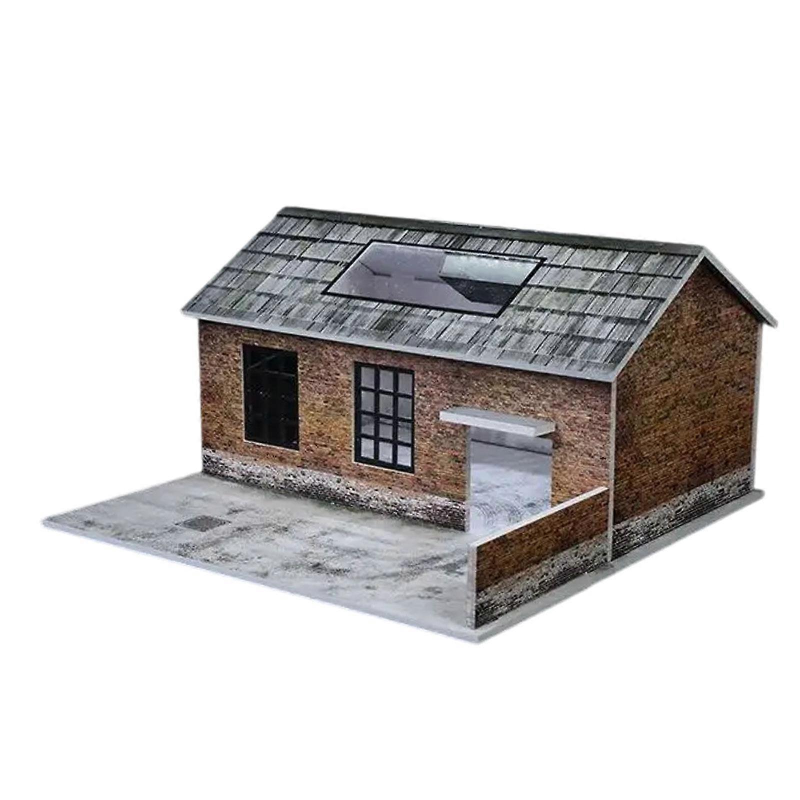 1/64 Car Scene Model Old Factory Diorama Backdrop for Action Figures Scene