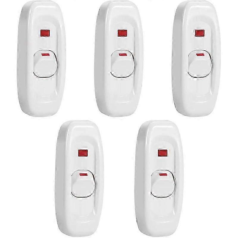 Inline Switch, 5pcs Ac 250v 10a Feed Through Switch Cord Cable On/off Switch With Led Indicator Light For Bedside Lamp Desk Table Light Electrical Cor