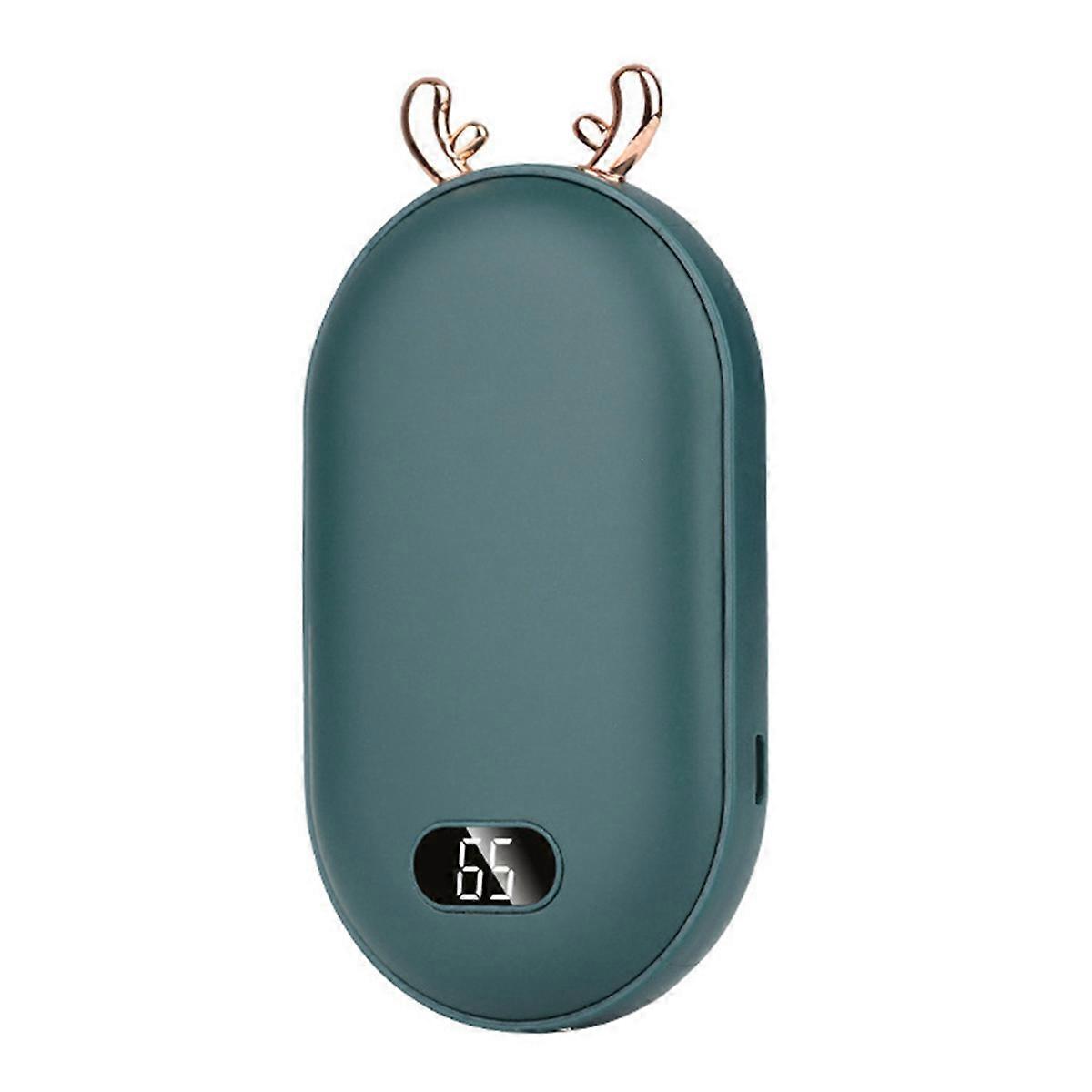 2 in 1 Pocket Hand Warmers Battery 5200mAh Hand Warmers Mini Digital Display Adjustable Hand Warmer Winter Gift Green