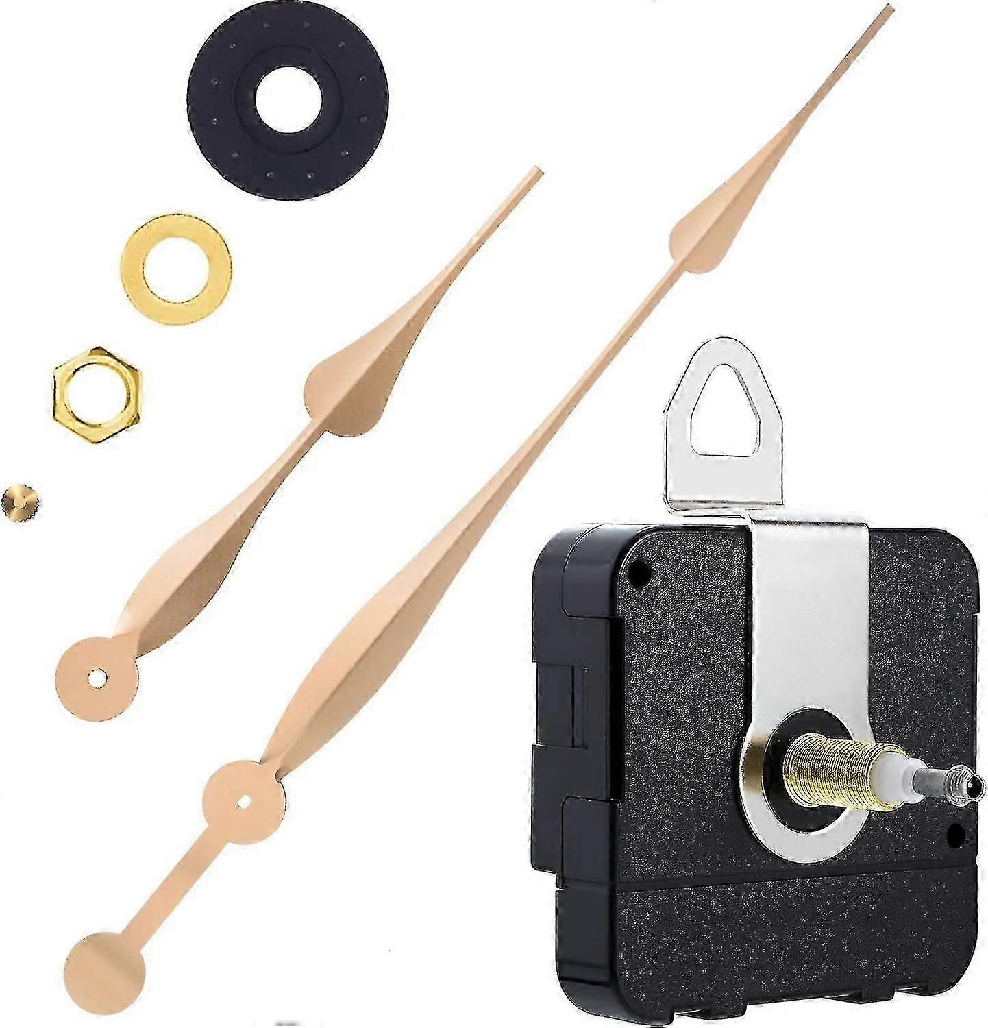 Mecanismo de movimento do relógio de eixo longo de alto torque com mãos de espada longa de 12 polegadas (ouro)