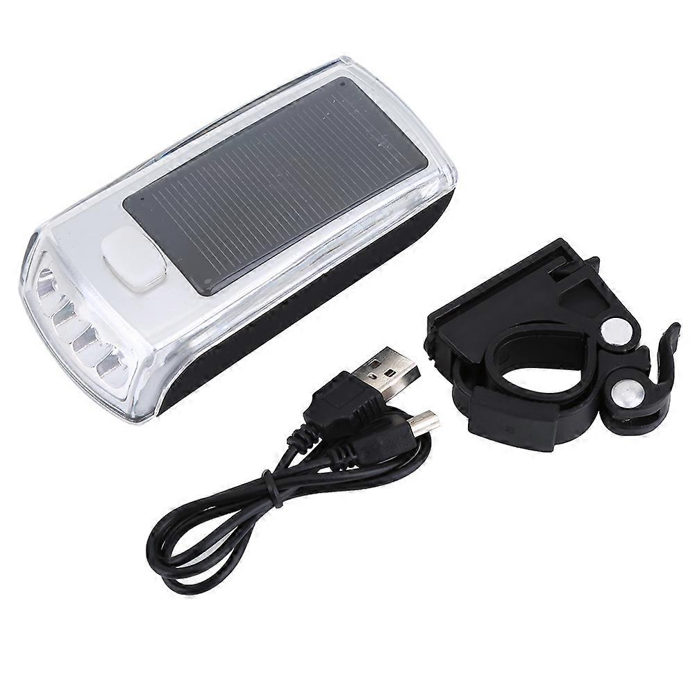 Waterproof Solar Powered USB LED Bicycle Handlebar Safety Light