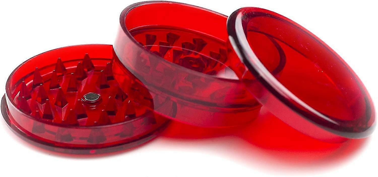 Plastic Herb Magnetic Grinder 3 Part Shark Teeth Assorted Colours (red)1set