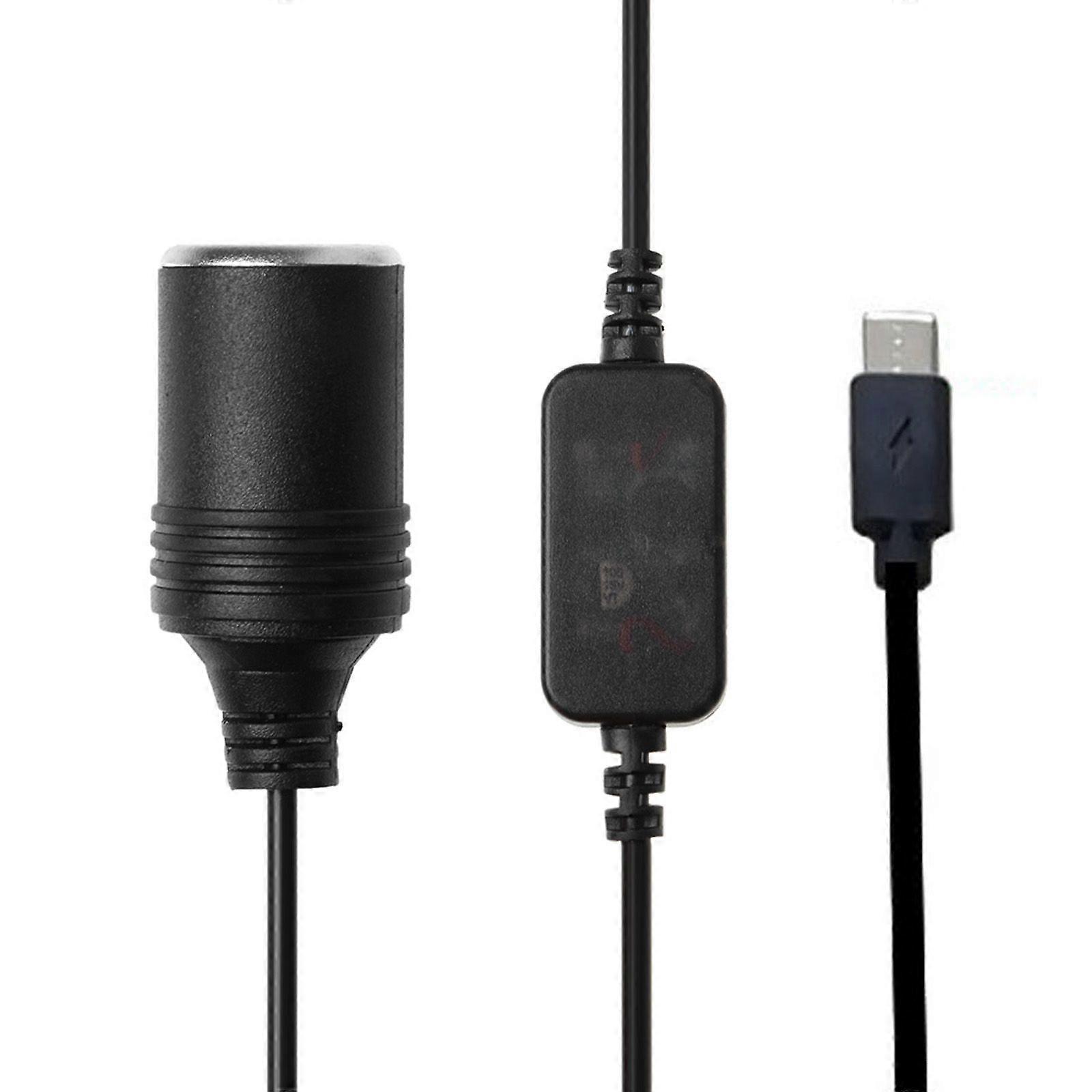 USB C 5V to 12V Car Socket Power Cord Line for Car DVR E-Dog GPS Charger 54cm
