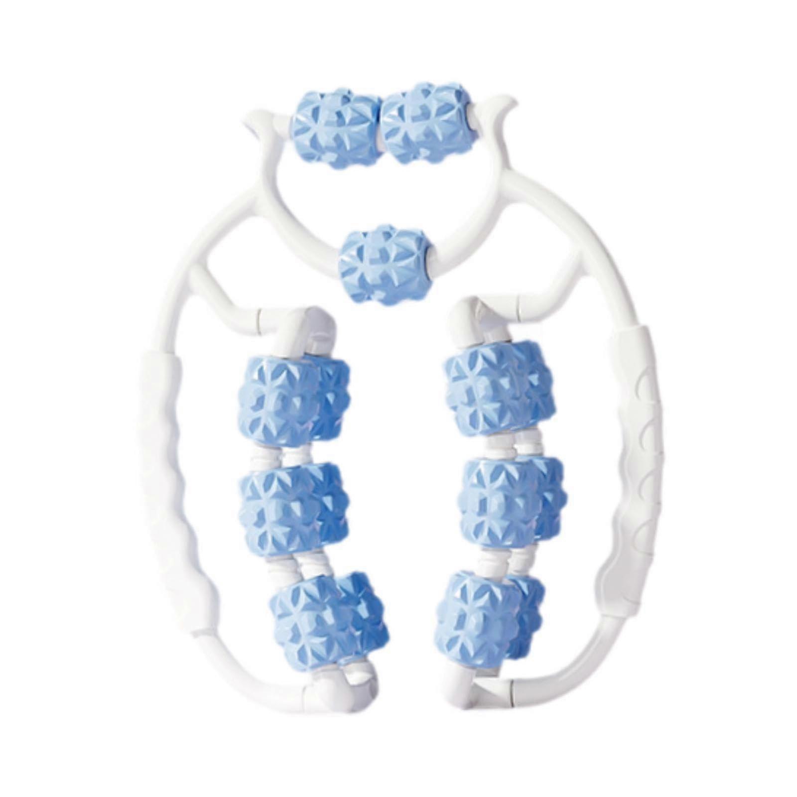 Massage Roller for Legs Deep Tissue Relief Tool with 15 Wheels, Portable Handheld Design for Fitness and Yoga, Blue