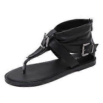 Mesdames Boucle de Ceinture Tongs Casual Sandales Plates, Taille : 37
