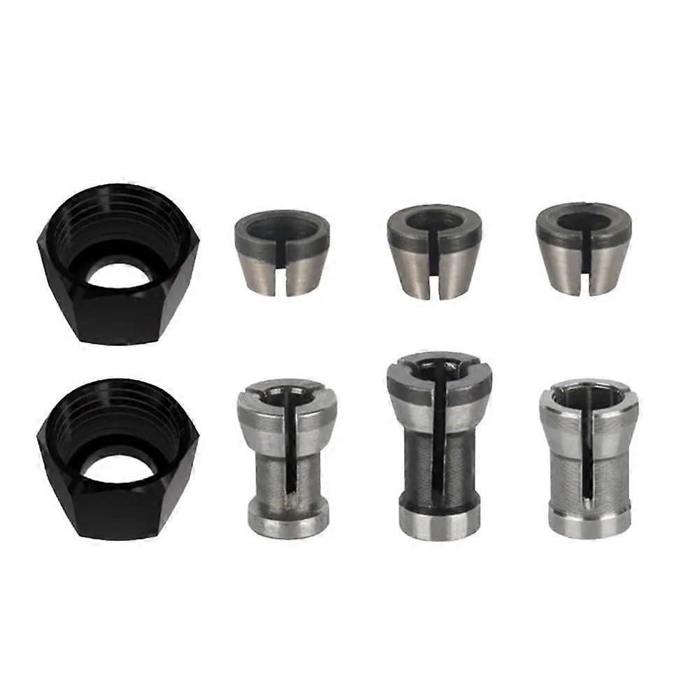 8pcs Engraving Trimming Machine Chuck Adapter, 6/6.35/8mm Collet Chuck, Milling Cutter Router Bit Collet