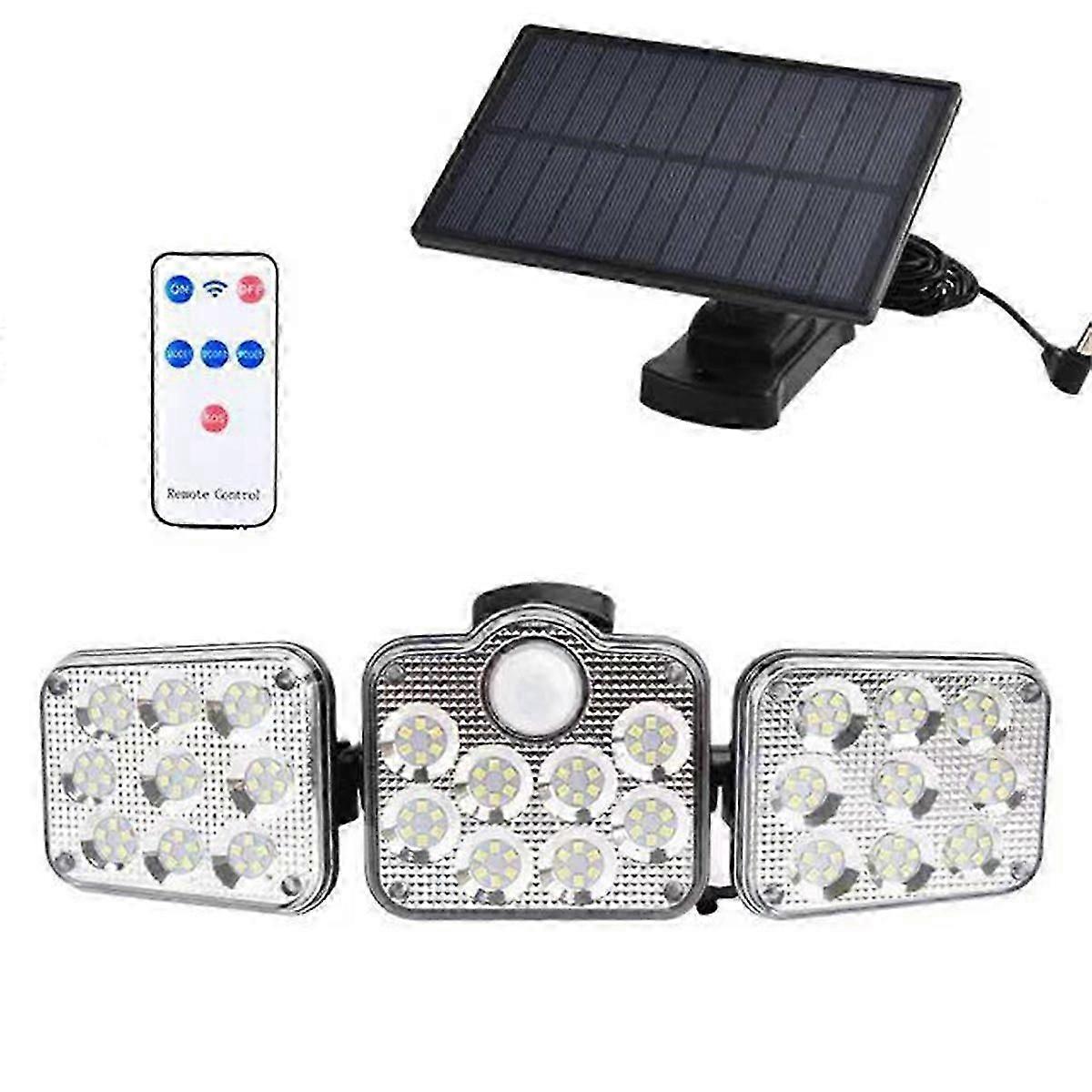 Solar Light Outdoor 300LM 138 LED Solar Motion Sensor Lights 3 Heads Led Flood Light Ip65 Waterproof for Garden Outdoor