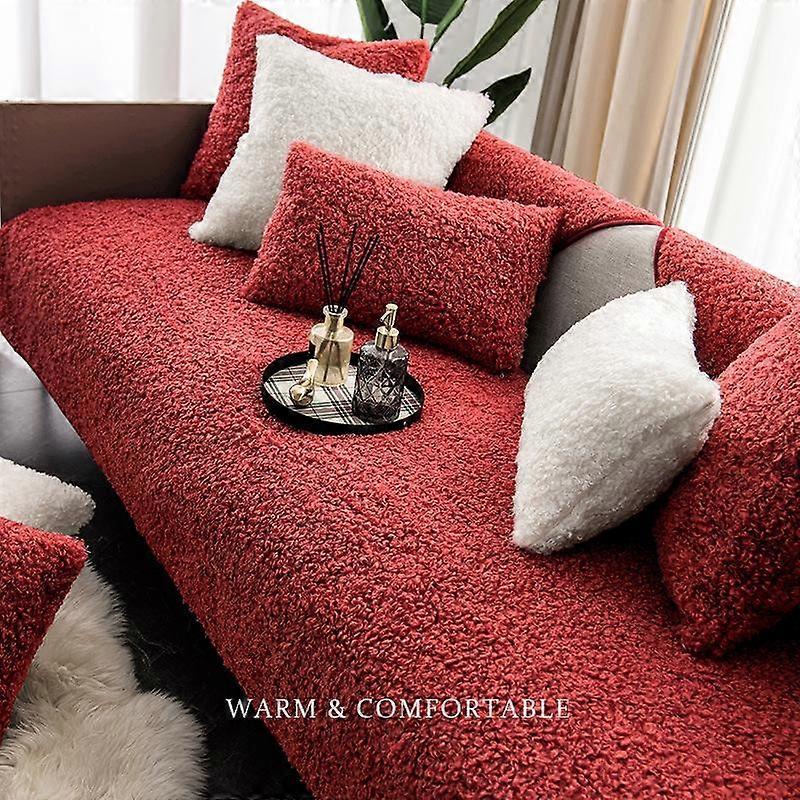 Nordic Teddy Plush Sofa Cushion Winter Warm Sofa Cover Towel For Living Roon Decoration Carpet Blanket Non-slip Couch Cover