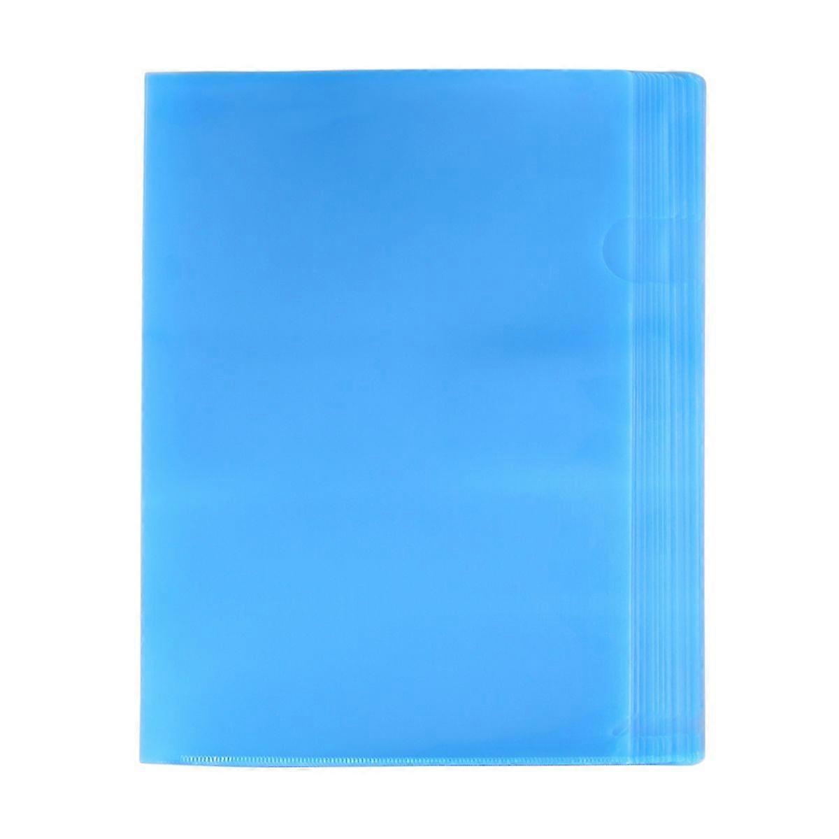 30pcs A4 Transparent Stationery File Folder L Type Folder PP Document Expanding File (Blue)