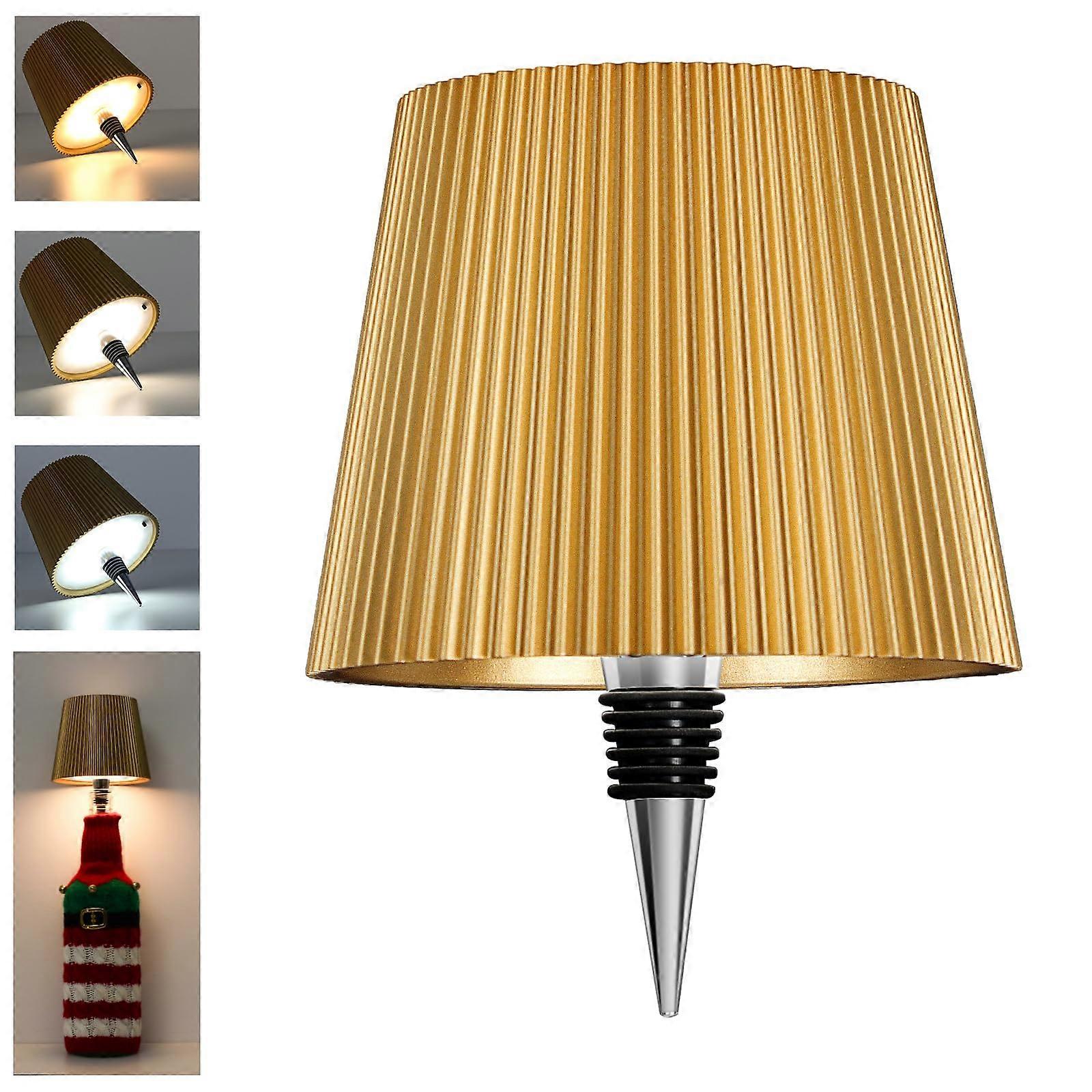 Bottle Lamp - 3 Color Rechargeable Wireless Decorative LED Lamp for Liquor Bottles in Gold Finish