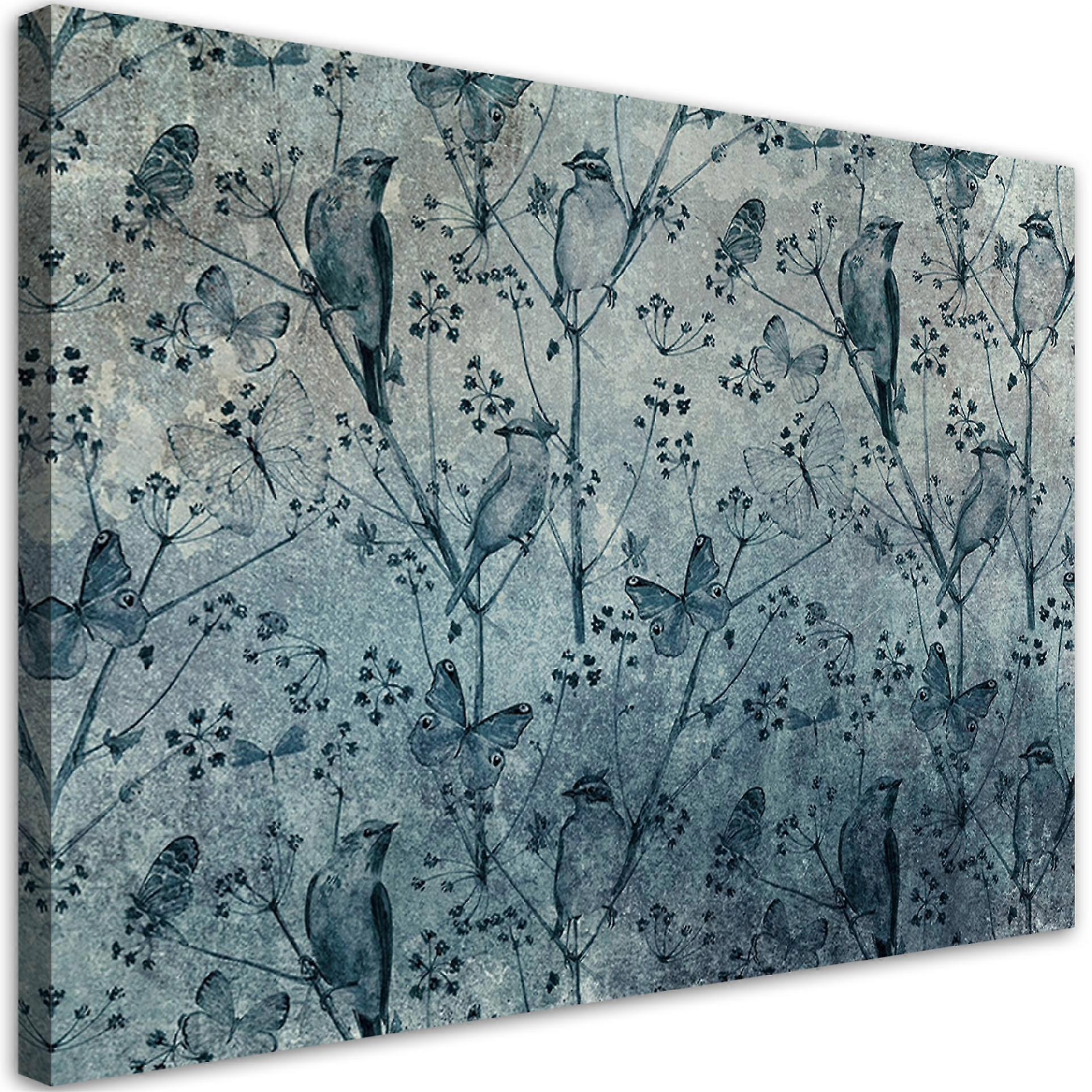 Impression sur toile, Oiseaux sur branches - 120x80