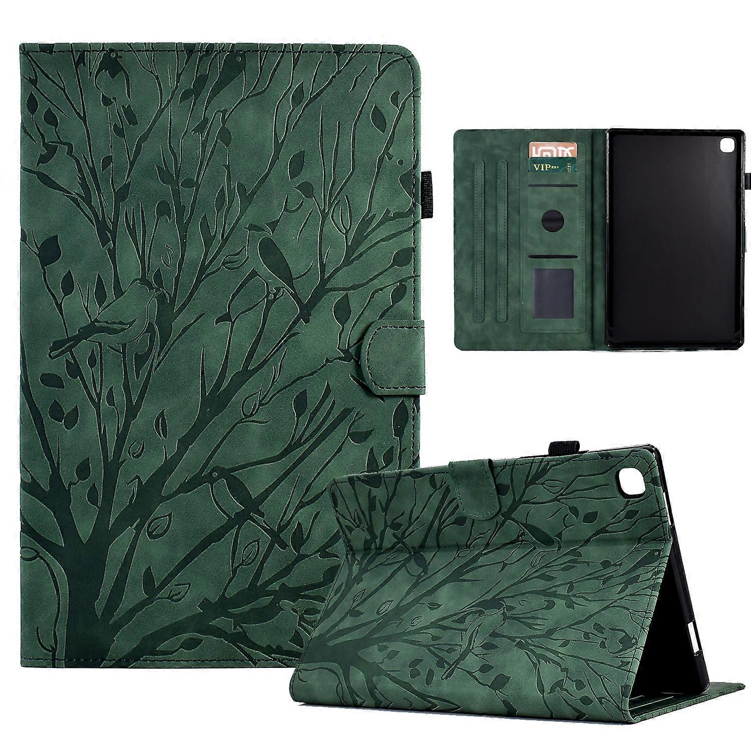 For iPad 10.2 2019 2020 / iPad 10.5 2017 2019 Fortune Tree Pressure Flower PU Tablet Case with Wake-up / Sleep Function