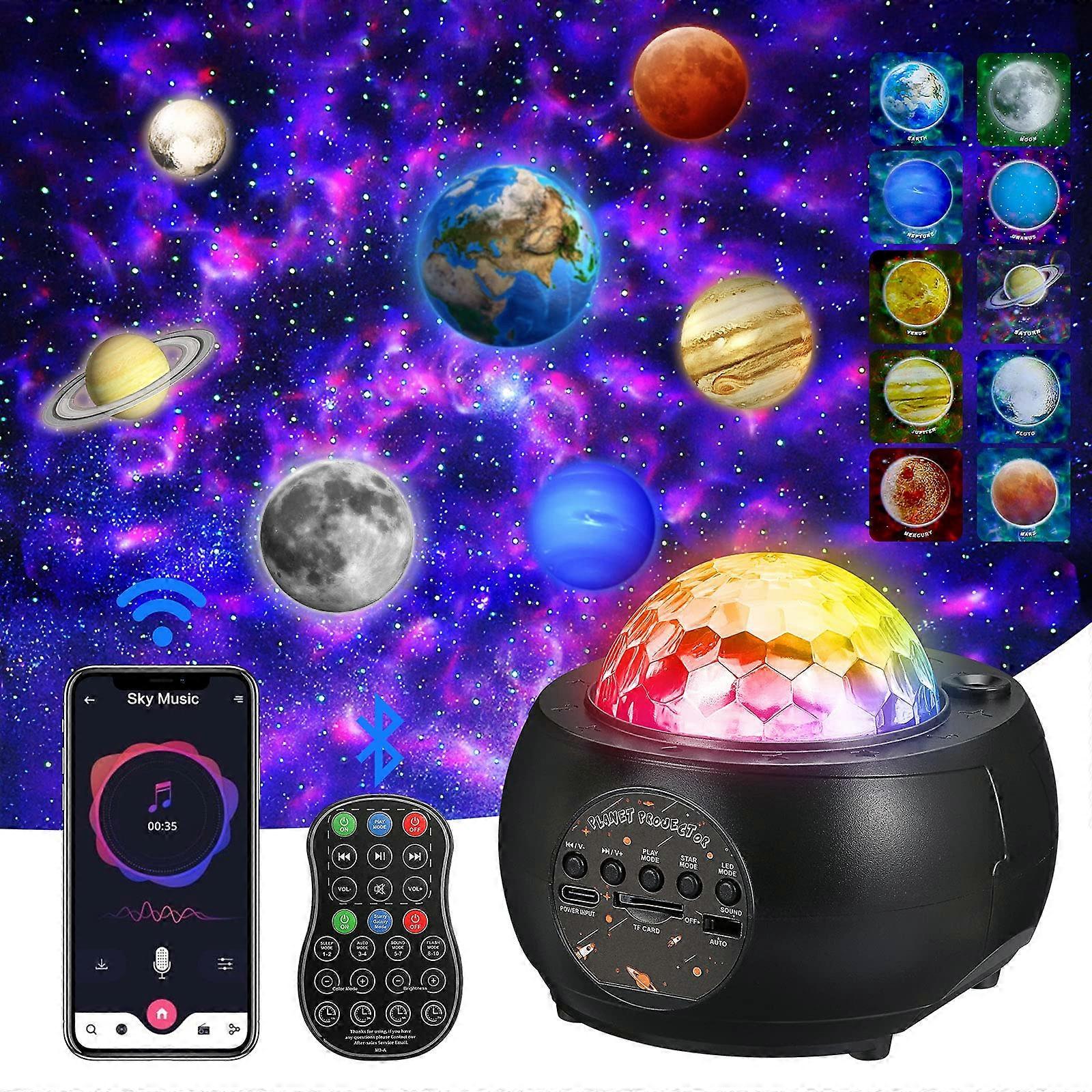 Galaxy Projector, Star Projector for Bedroom, Planet Night Lights Projector with Remote  Bluetooth Music Speaker