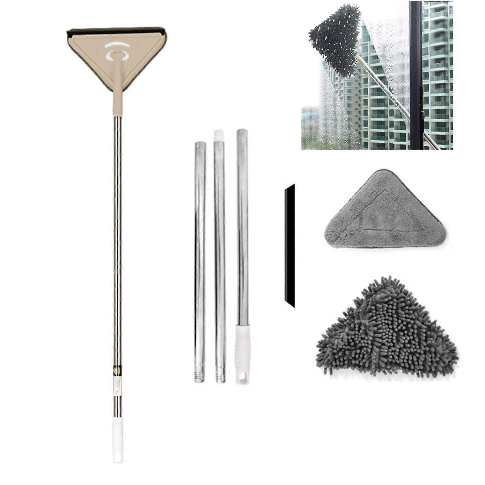 Mini Triangle Deep Cleaning Mop with Adjustable Pole, 360 Degree Rotatable Multifunctional Mop for Windows, Cars, Air Conditioners, Roofs and Gaps