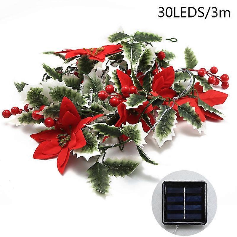 Solar Powered Christmas Flower Vine LED String Light IP66 Waterproof Xmas Party Decor