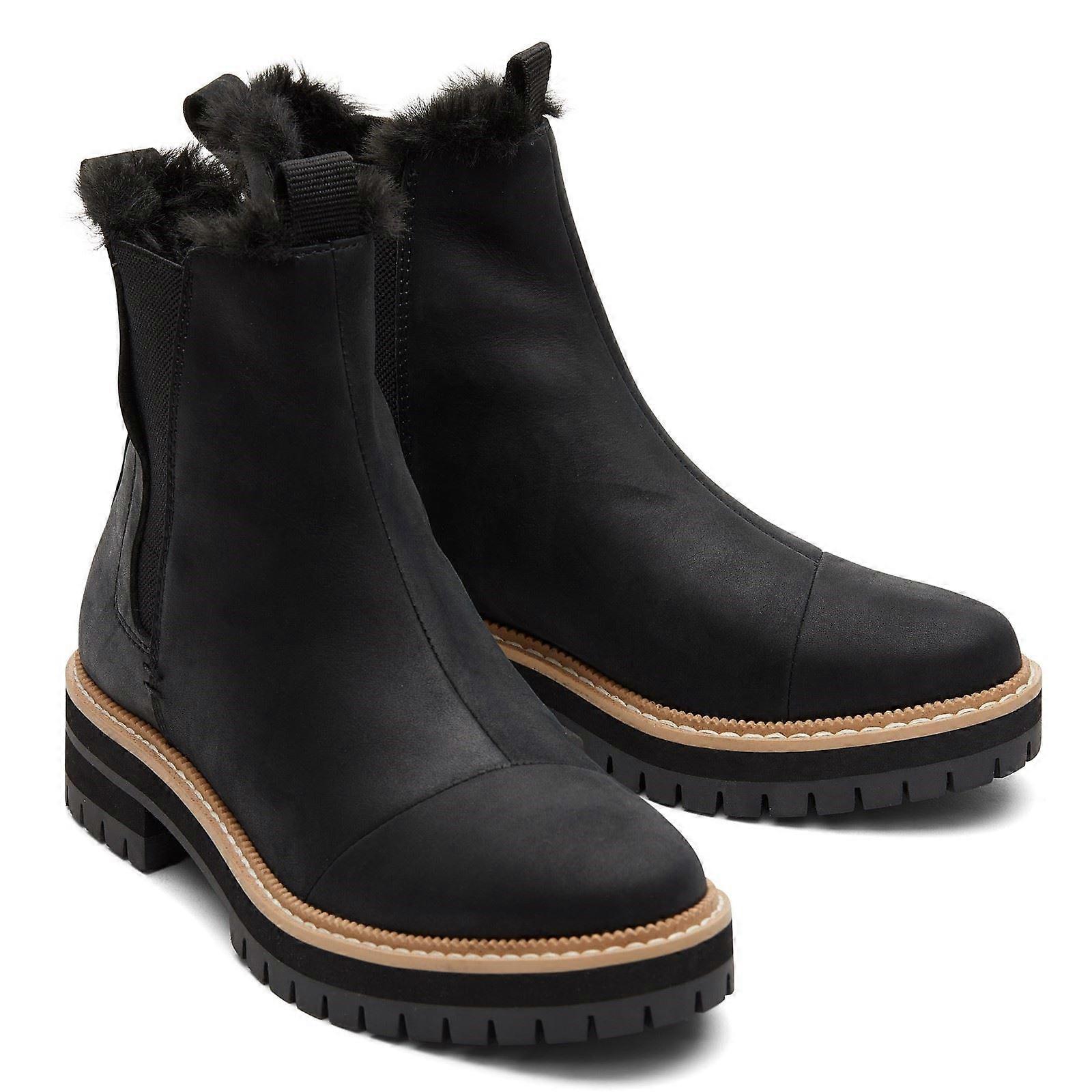 TOMS Dakota Black Leather Ladies Boots