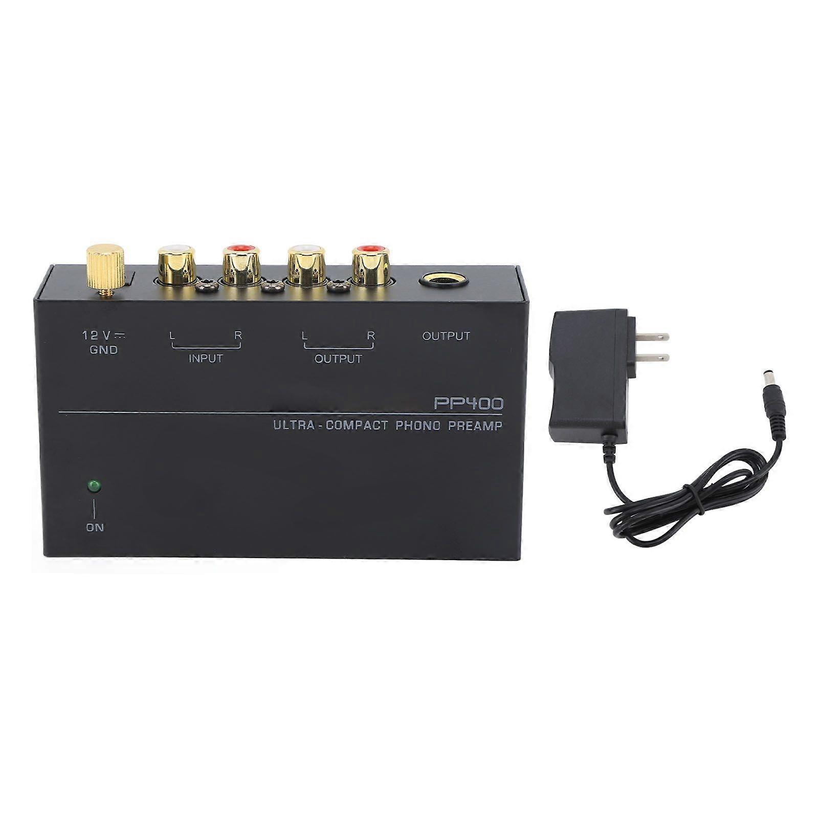 PP400 Phono Preamp Ultra Compact Phono Turntable Preamp Preamplifier for Record Player 100240V US Plug