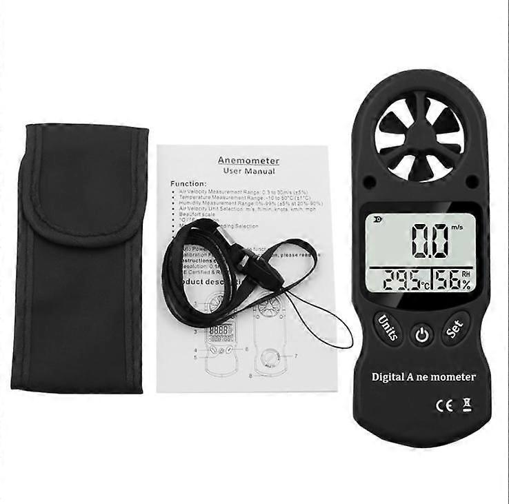 Mini handheld anemometer, thermometer and hygrometer, LCD digital screen display