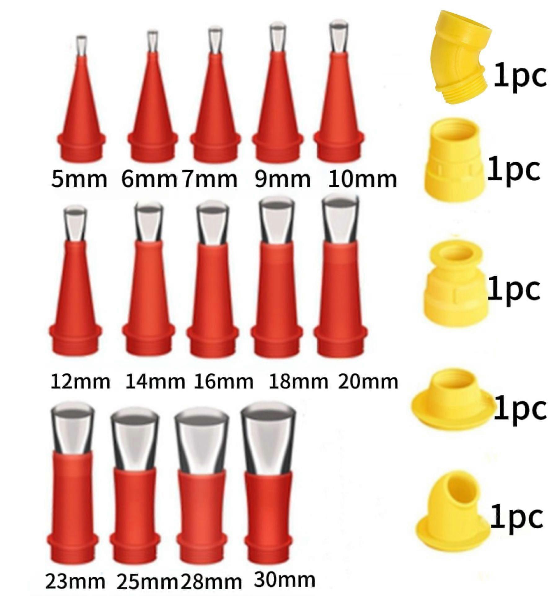 Caulking Nozzle Applicator Reusable, Universal Built-in Rubber Nozzle Tool Kit, Universal Rubber Nozzle Tool Kit with Base (19PCS(5 Accessories))