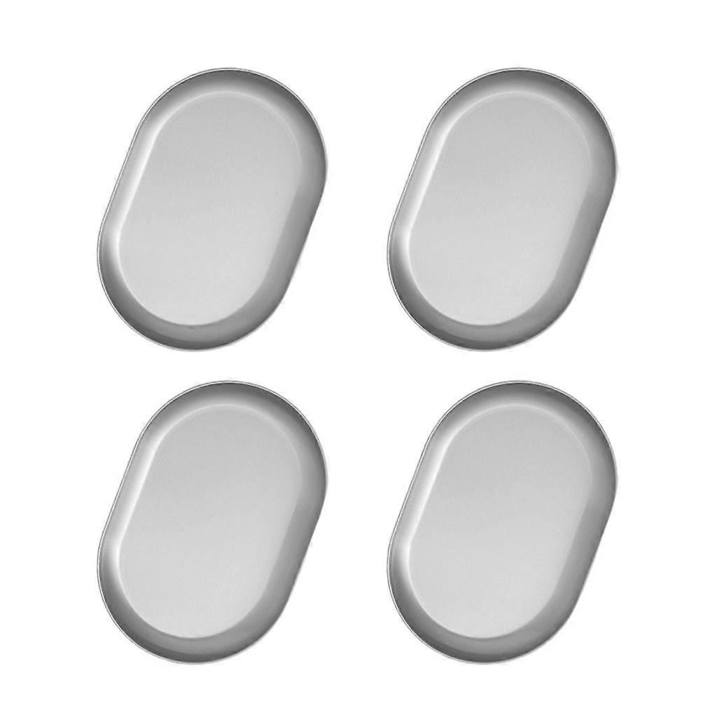 4PCS Shallow Plates 304stainless Steel Texture Reusable for Kitchen and Dining