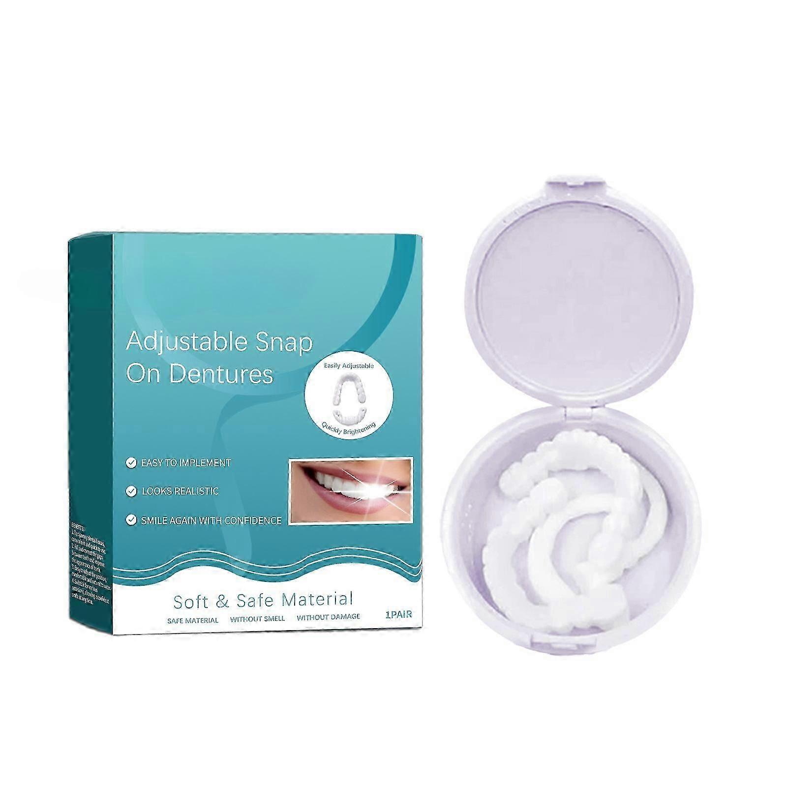 1 paire de fausses dents facettes haut et bas,Facettes instantanées prothèses,Clip sur les facettes haut et bas,Fausses dents,Clip dans les facettes dents,Ensemble de fausses dents,Sna