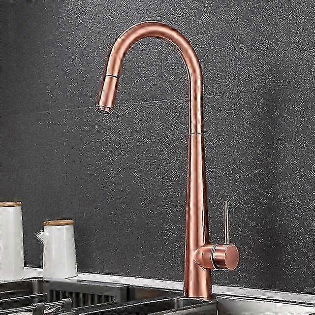 Rose Gold Kitchen Faucet with Flexible Pull Out Sprayer Head