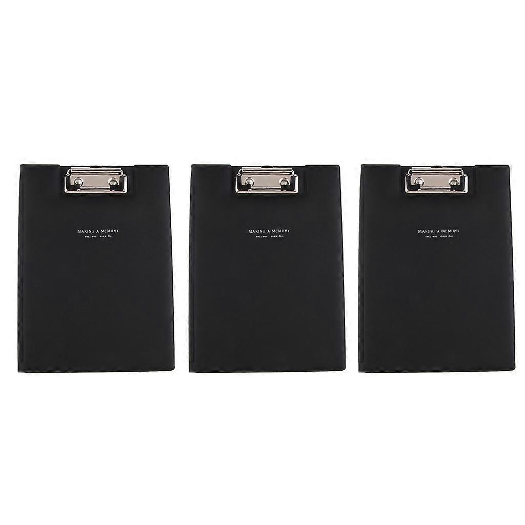 3 Pack Folder A5 Paper Document Clipboard Black PU for Office Supplies