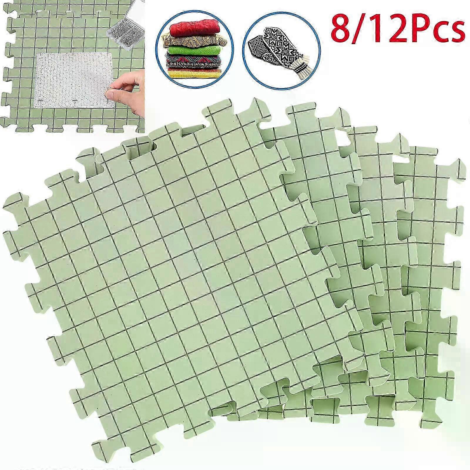 8Pcs Foam Blocking Board 12x12 Inch Grid Knitting Block Mat DIY Knitting Crafts Crochet Accessories for Beginner Knitting Lover