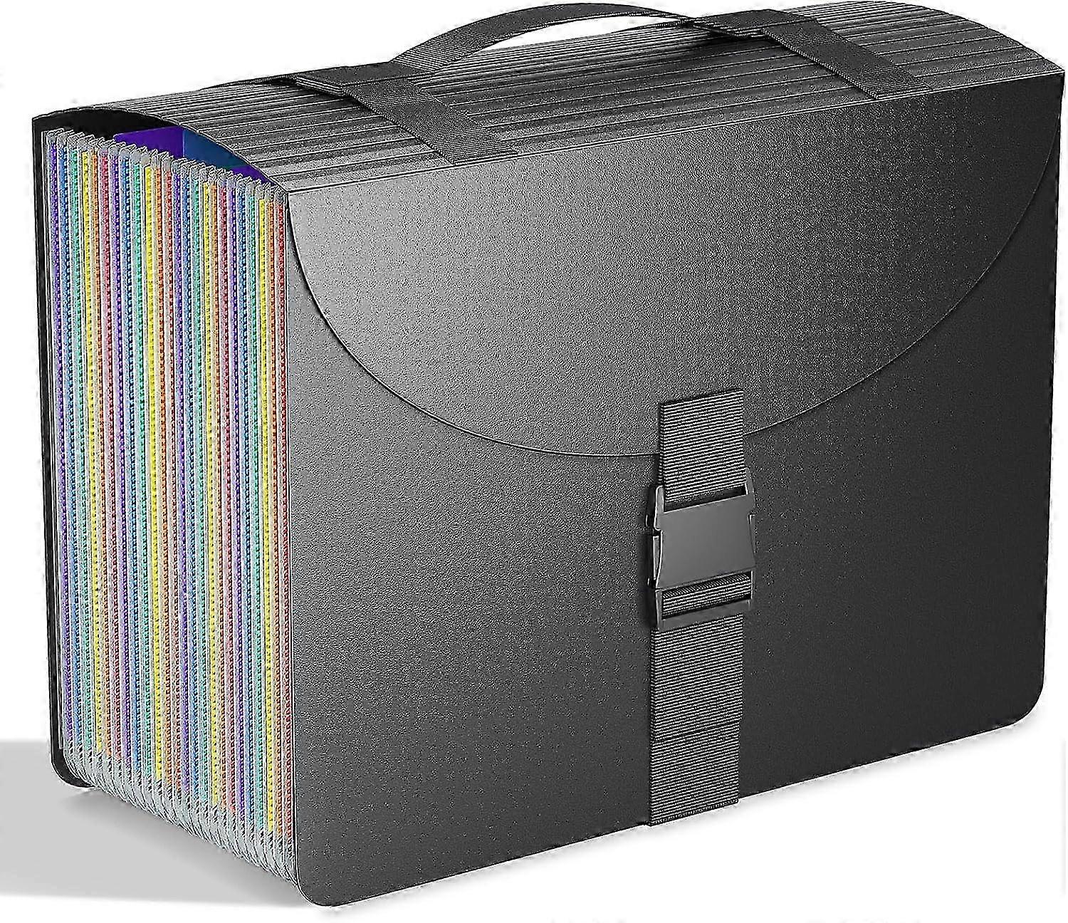 25-Pocket Expanding File Folder with Handle & Colored Tabs